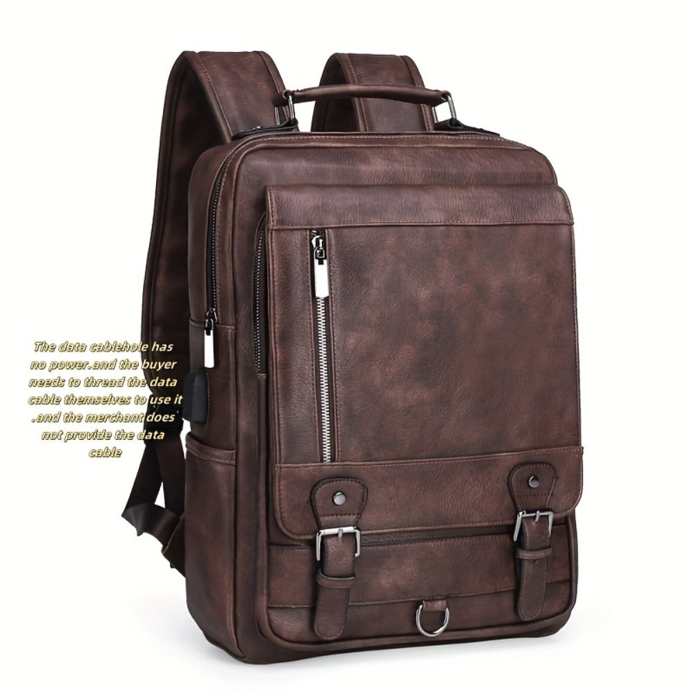 Laptop Backpack – 15.6 Inch, PU Leather, USB Charging, for Work & Everyday Use – detail view 6