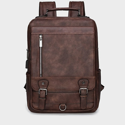 Laptop Backpack – 15.6 Inch, PU Leather, USB Charging, for Work & Everyday Use – detail view 7
