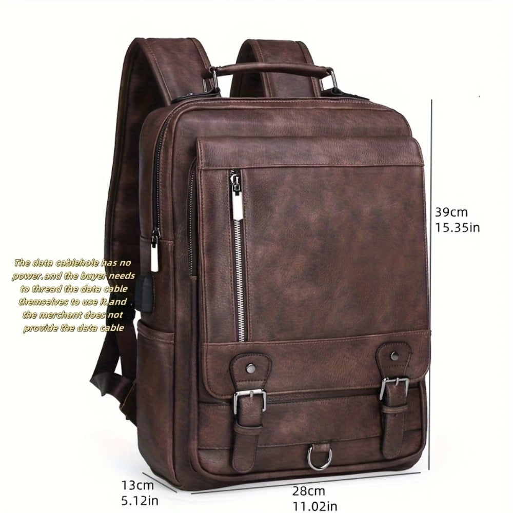 Laptop Backpack – 15.6 Inch, PU Leather, USB Charging, for Work & Everyday Use – detail view 8