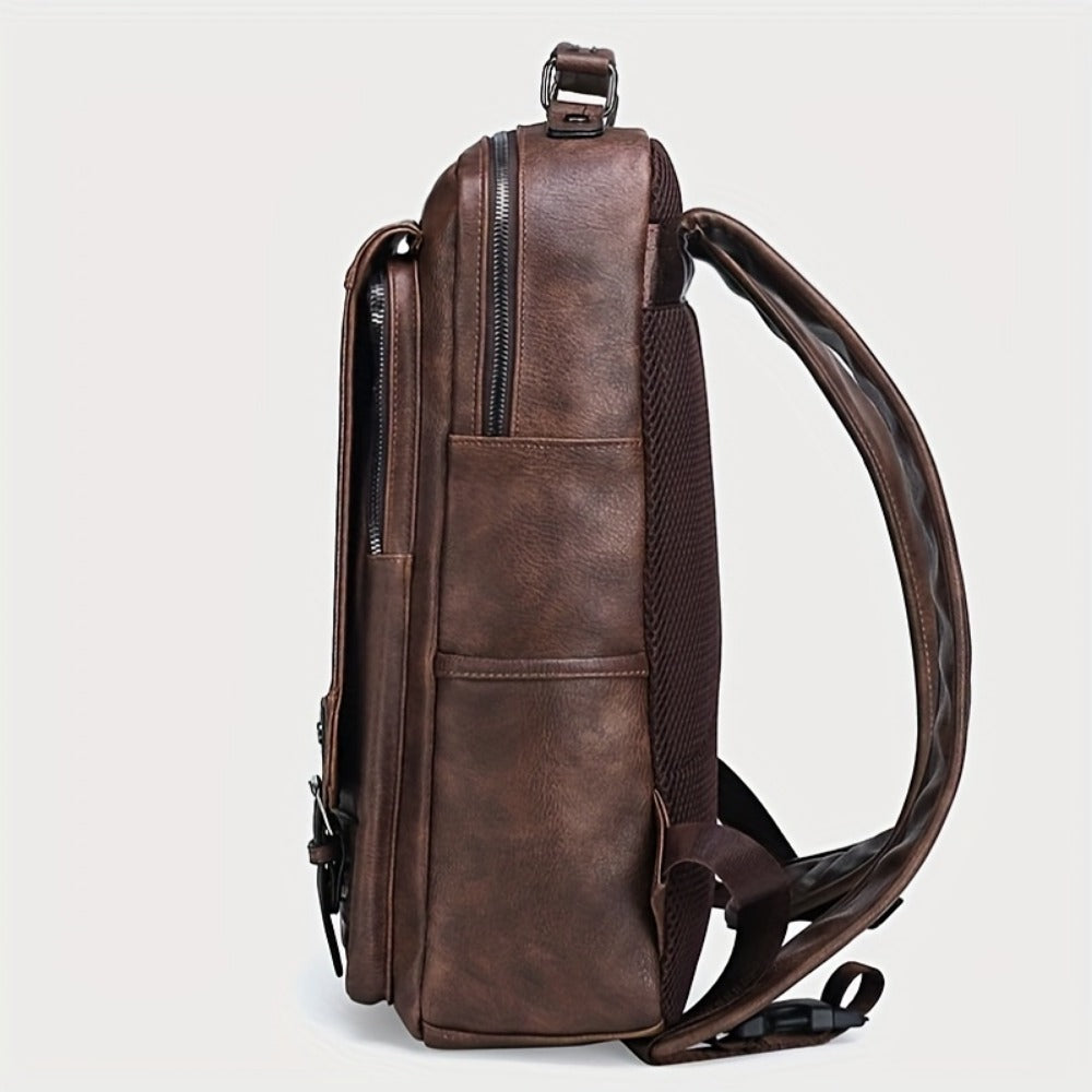 Laptop Backpack – 15.6 Inch, PU Leather, USB Charging, for Work & Everyday Use – detail view 9