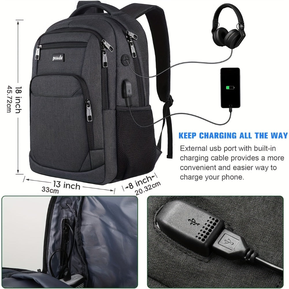 Laptop Backpack – 9 Colors, 15.6 Inch, USB Charging, for Travel & School – detail view 11