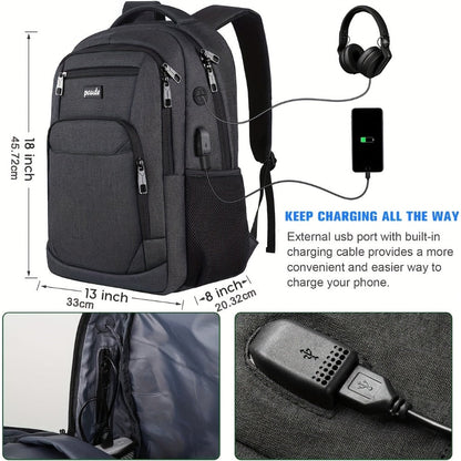 Laptop Backpack – 9 Colors, 15.6 Inch, USB Charging, for Travel & School – detail view 11