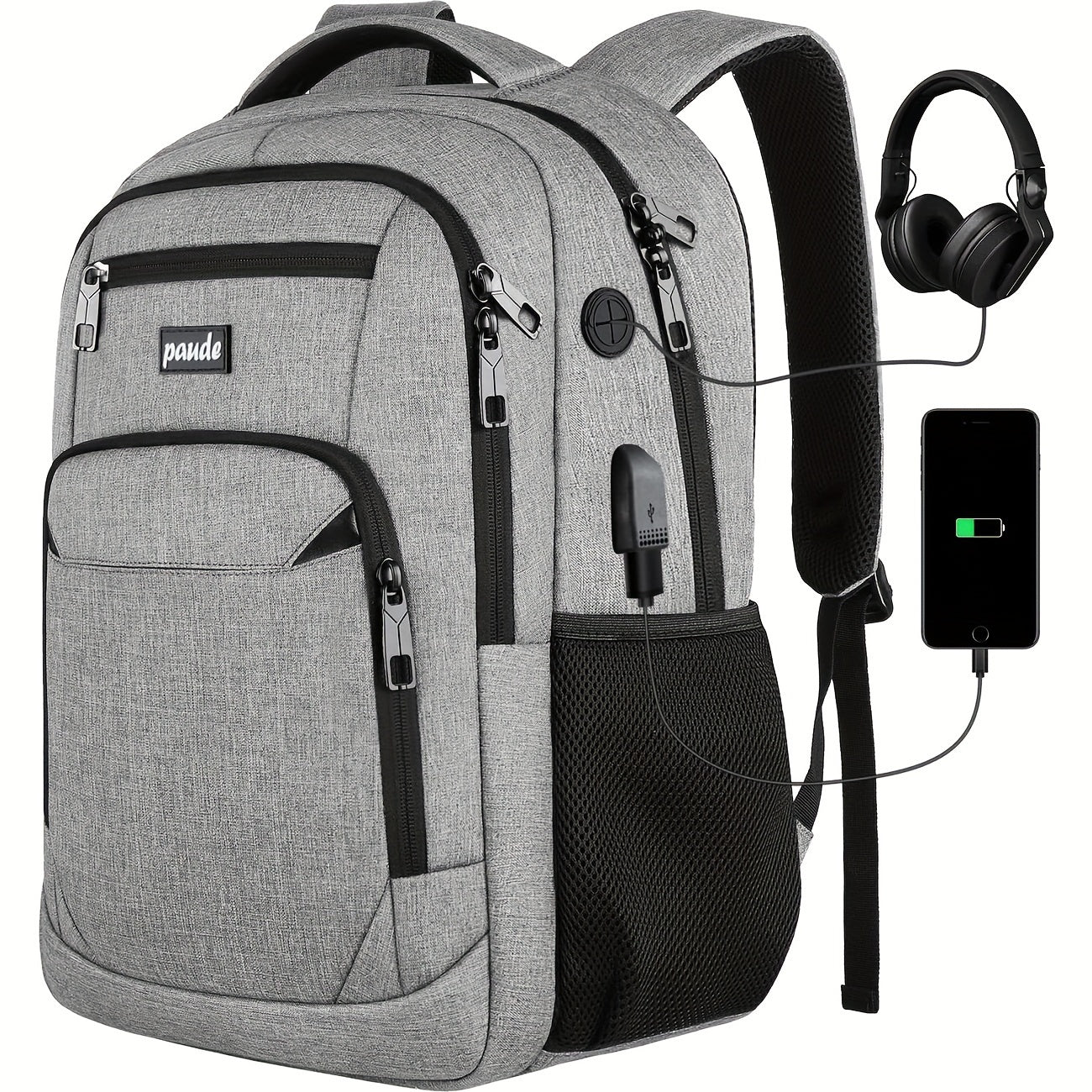 Laptop Backpack – 9 Colors, 15.6 Inch, USB Charging, for Travel & School – detail view 5