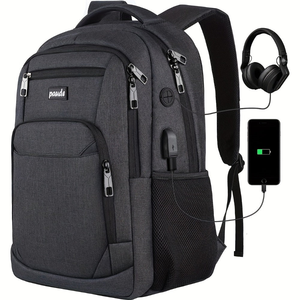Laptop Backpack – 9 Colors, 15.6 Inch, USB Charging, for Travel & School – front view