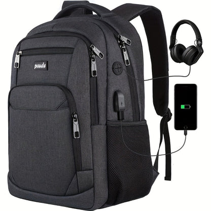 Laptop Backpack – 9 Colors, 15.6 Inch, USB Charging, for Travel & School – front view