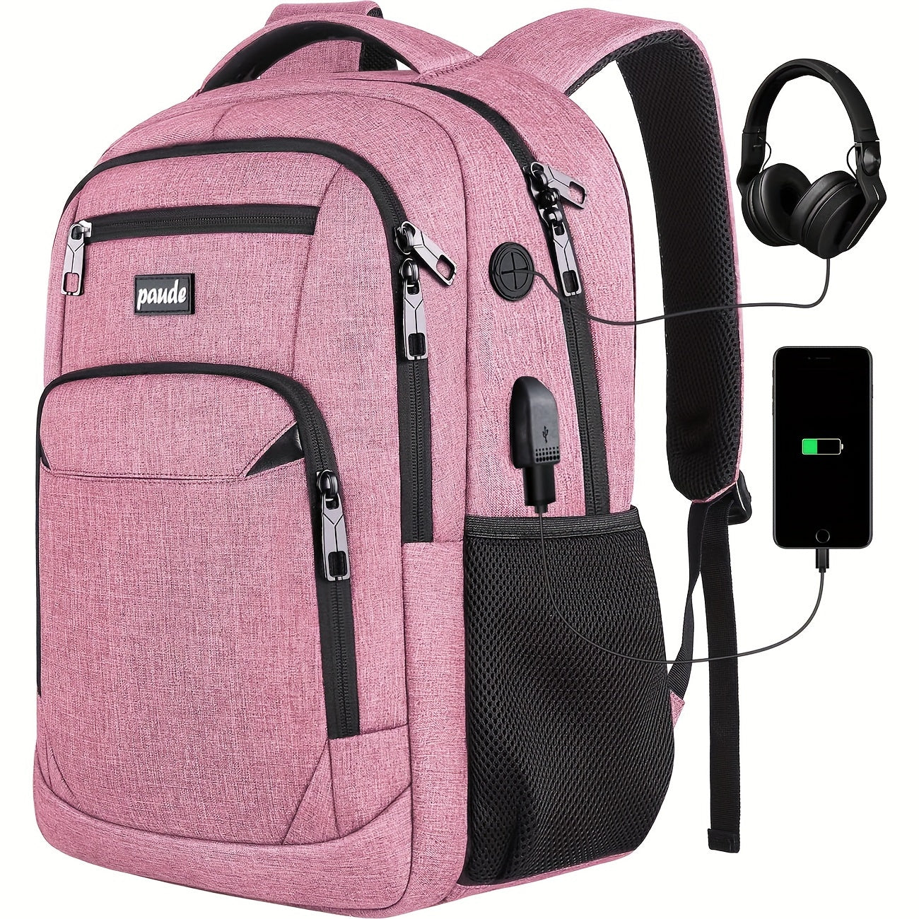 Laptop Backpack – 9 Colors, 15.6 Inch, USB Charging, for Travel & School – detail view 3