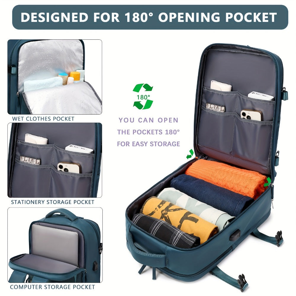 Laptop Backpack – 16 Inch, USB Charging, Spinner Wheels, for Travel – detail view 15