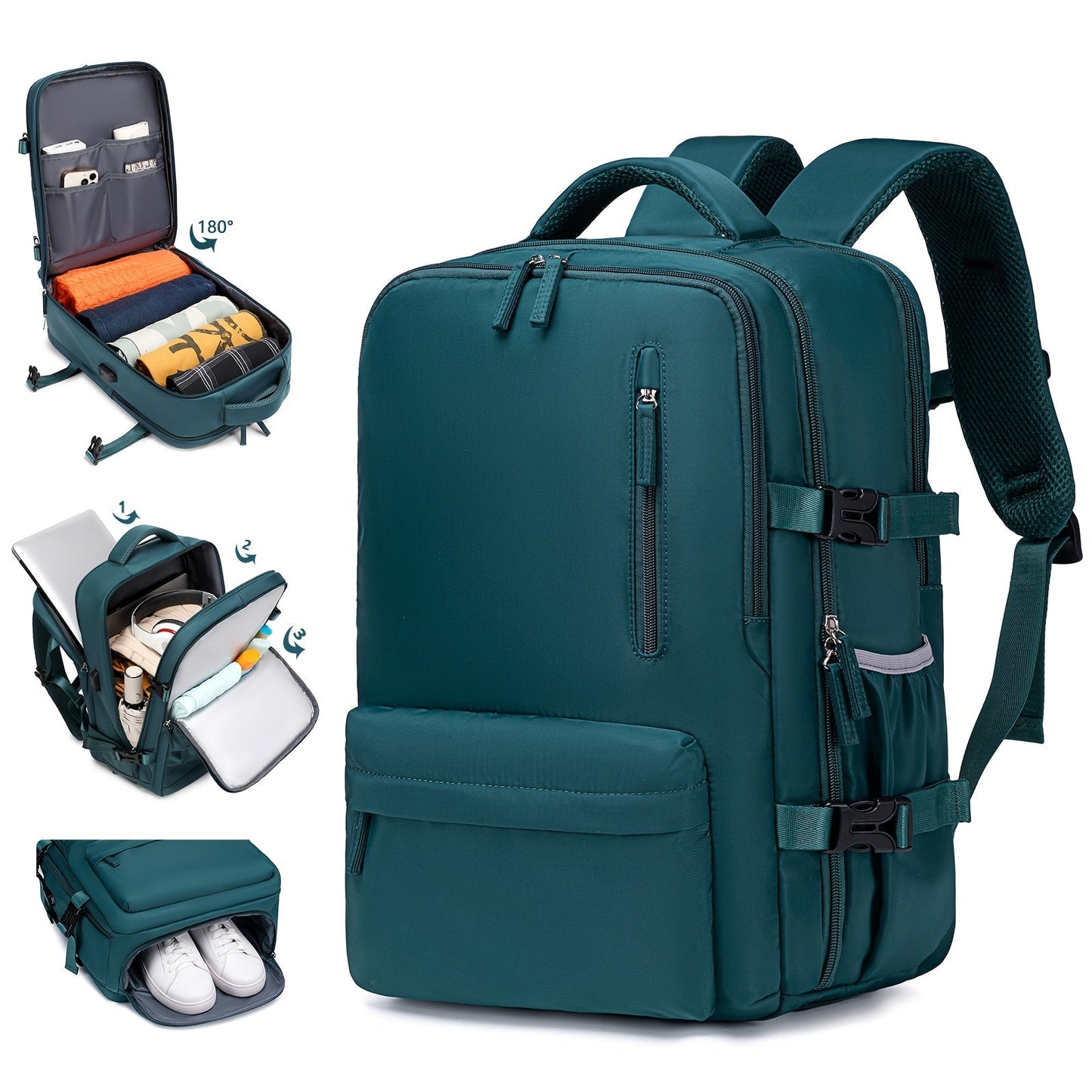 Laptop Backpack – 16 Inch, USB Charging, Spinner Wheels, for Travel – alternate view
