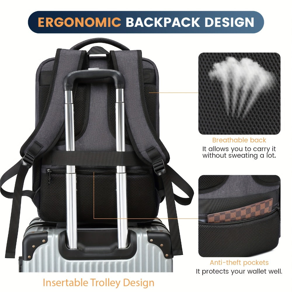 Laptop Backpack – 17.3 Inch, Multi Pocket, for Travel – detail view 8