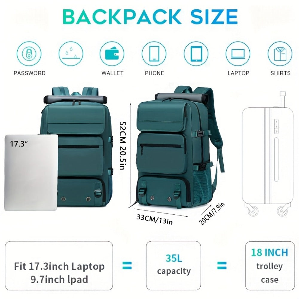 Laptop Backpack – 17 Inch, Nylon, Trolley Sleeve, Multi Pocket – detail view 9