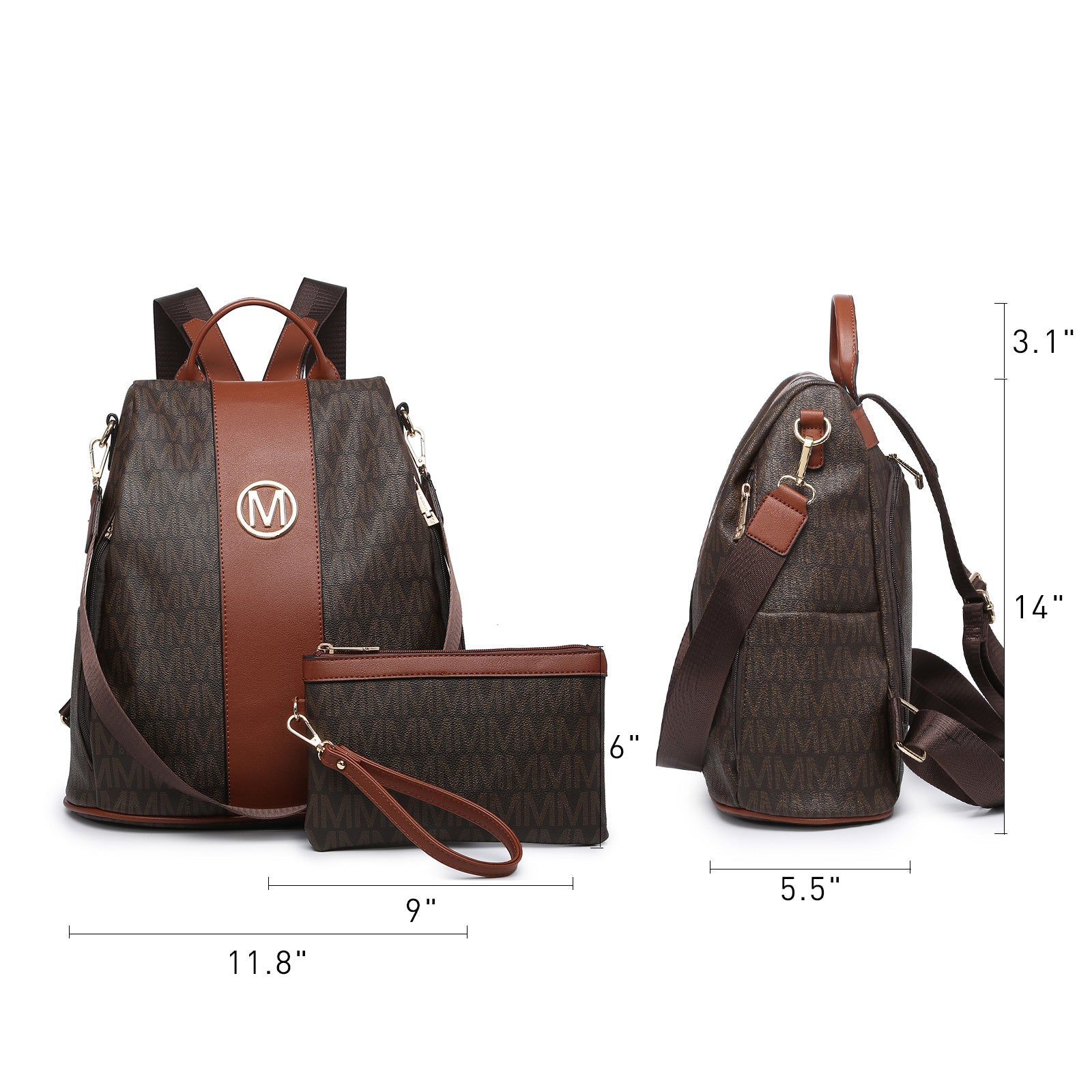 Laptop Backpack – 2 Piece, 10 Colors, Vegan Leather, Anti-Theft – detail view 20