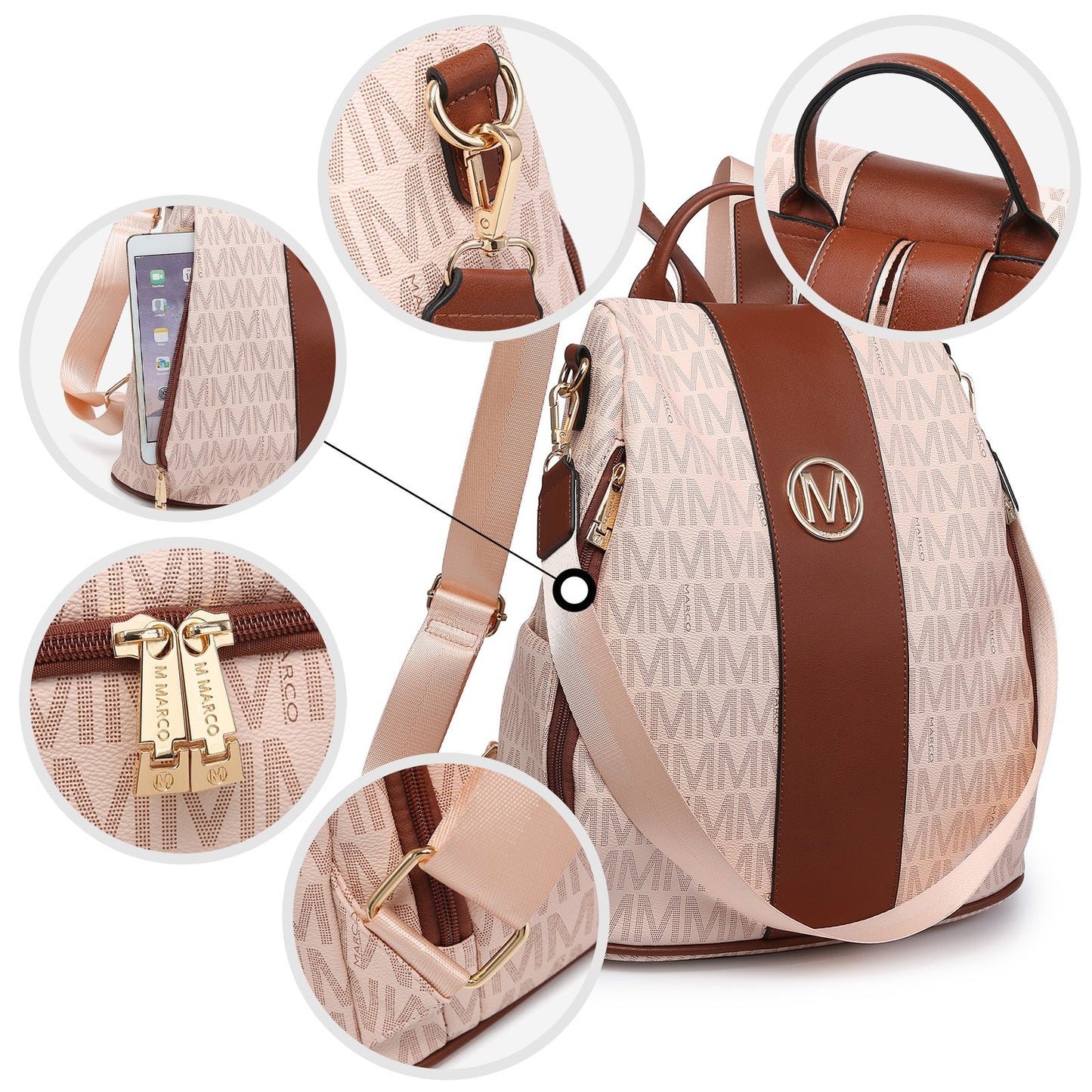 Laptop Backpack – 2 Piece, 10 Colors, Vegan Leather, Anti-Theft – detail view 24
