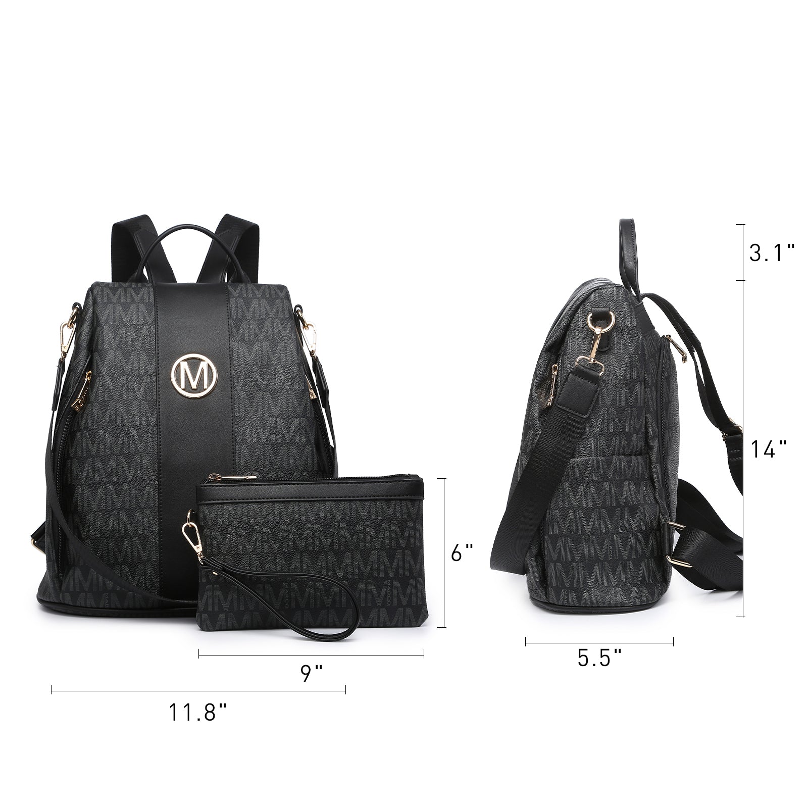 Laptop Backpack – 2 Piece, 10 Colors, Vegan Leather, Anti-Theft – detail view 35