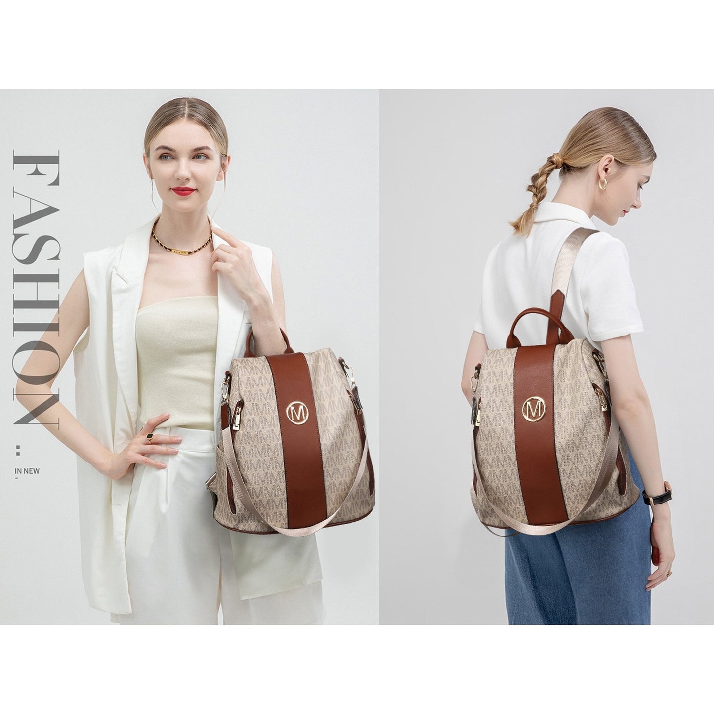 Laptop Backpack – 2 Piece, 10 Colors, Vegan Leather, Anti-Theft – detail view 38