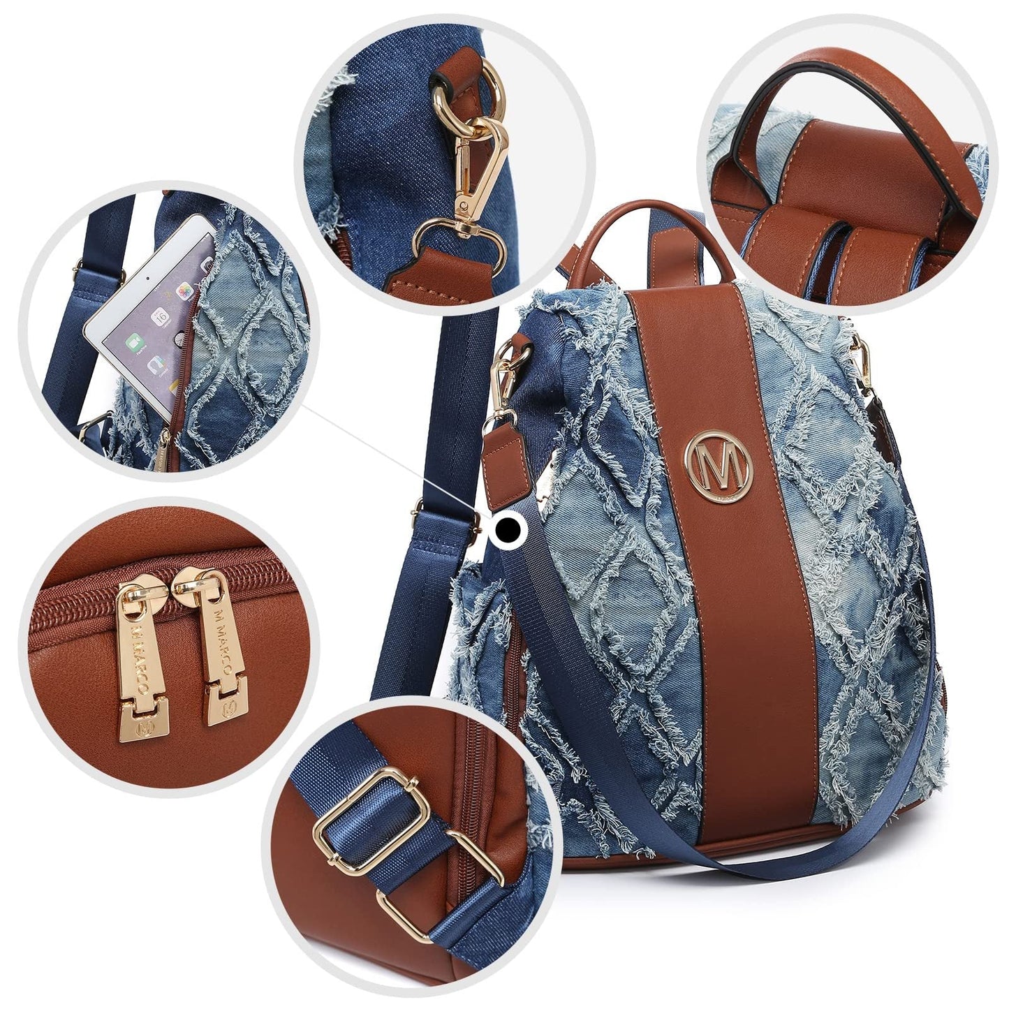 Laptop Backpack – 2 Piece, 10 Colors, Vegan Leather, Anti-Theft – detail view 3