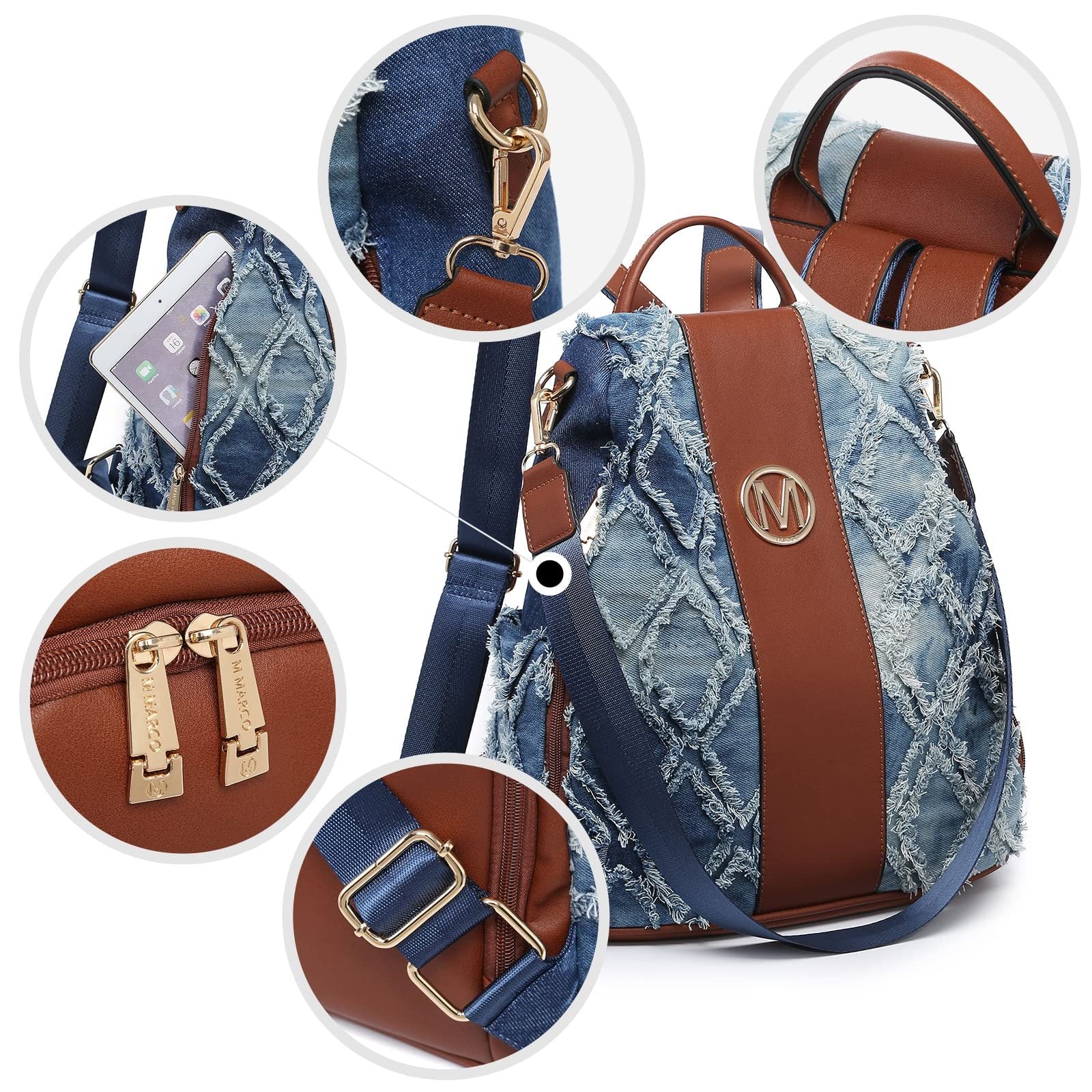 Laptop Backpack – 2 Piece, 10 Colors, Vegan Leather, Anti-Theft – detail view 3
