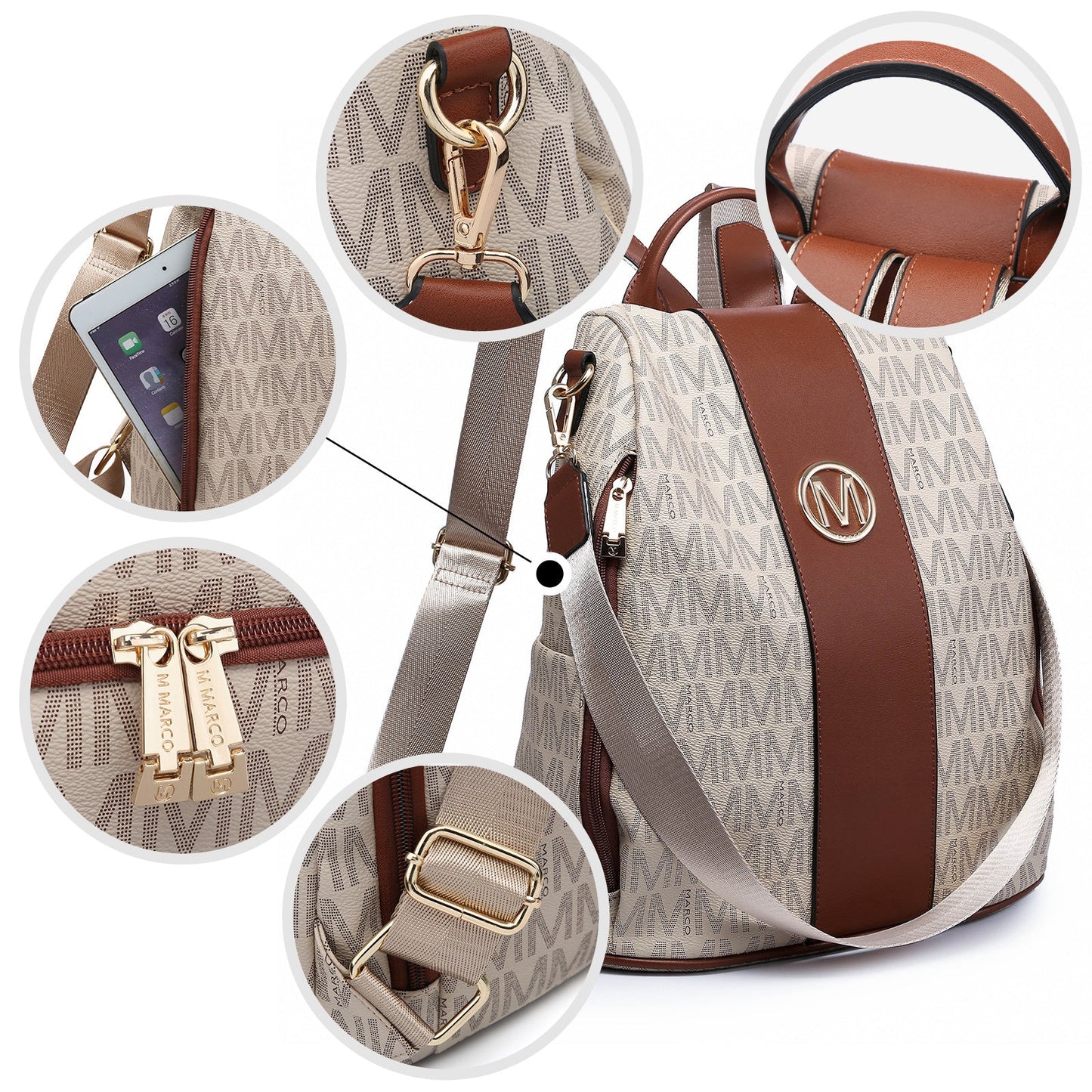 Laptop Backpack – 2 Piece, 10 Colors, Vegan Leather, Anti-Theft – detail view 39