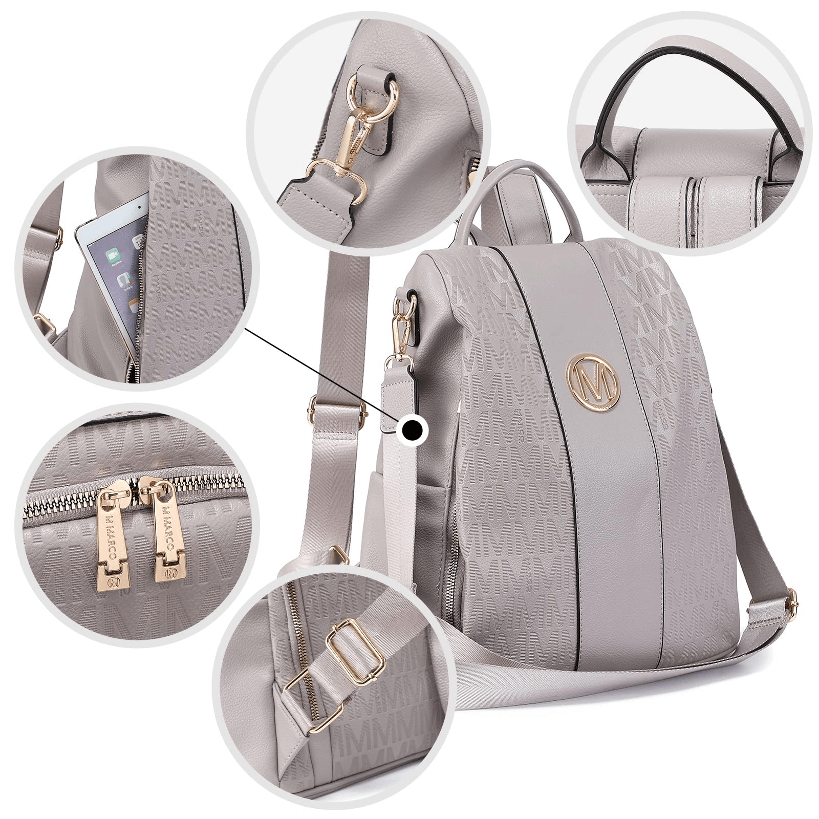 Laptop Backpack – 2 Piece, 10 Colors, Vegan Leather, Anti-Theft – detail view 48