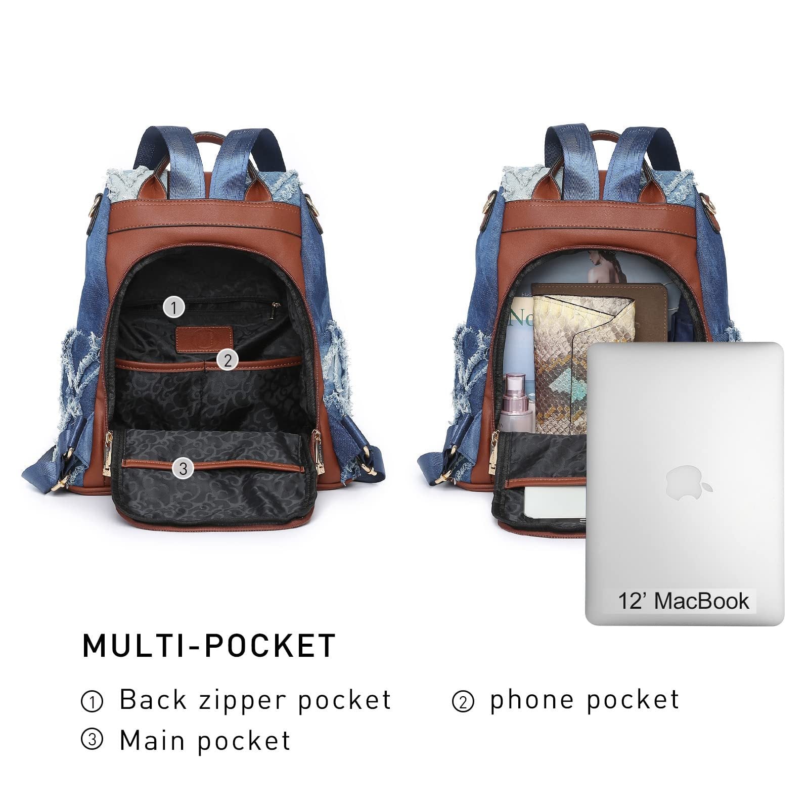 Laptop Backpack – 2 Piece, 10 Colors, Vegan Leather, Anti-Theft – detail view 4