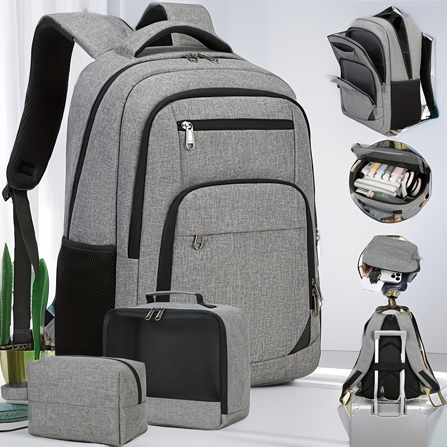 Laptop Backpack – 3 Pcs, 15.6 Inch, for Travel & Work – front view - product view 13