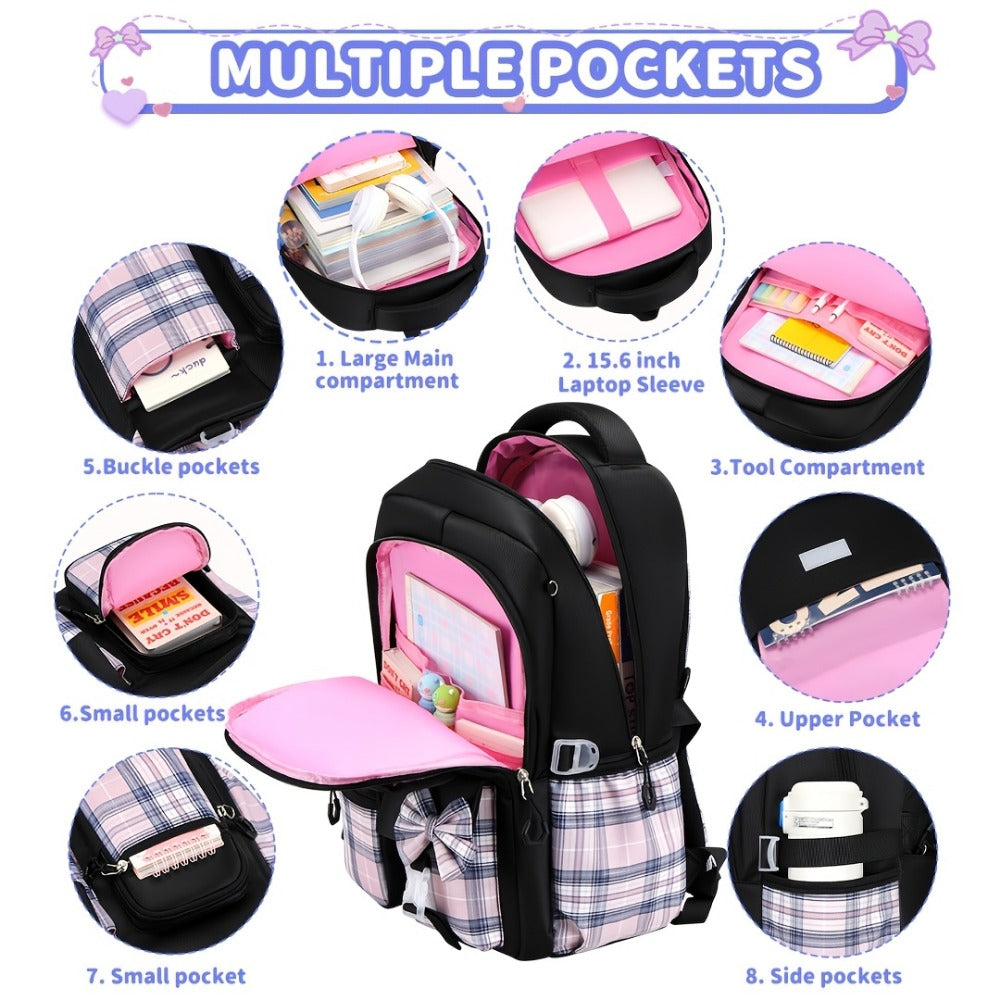 Laptop Backpack – 3-Piece, 15.6 Inch, Large Capacity, Lightweight – detail view 8