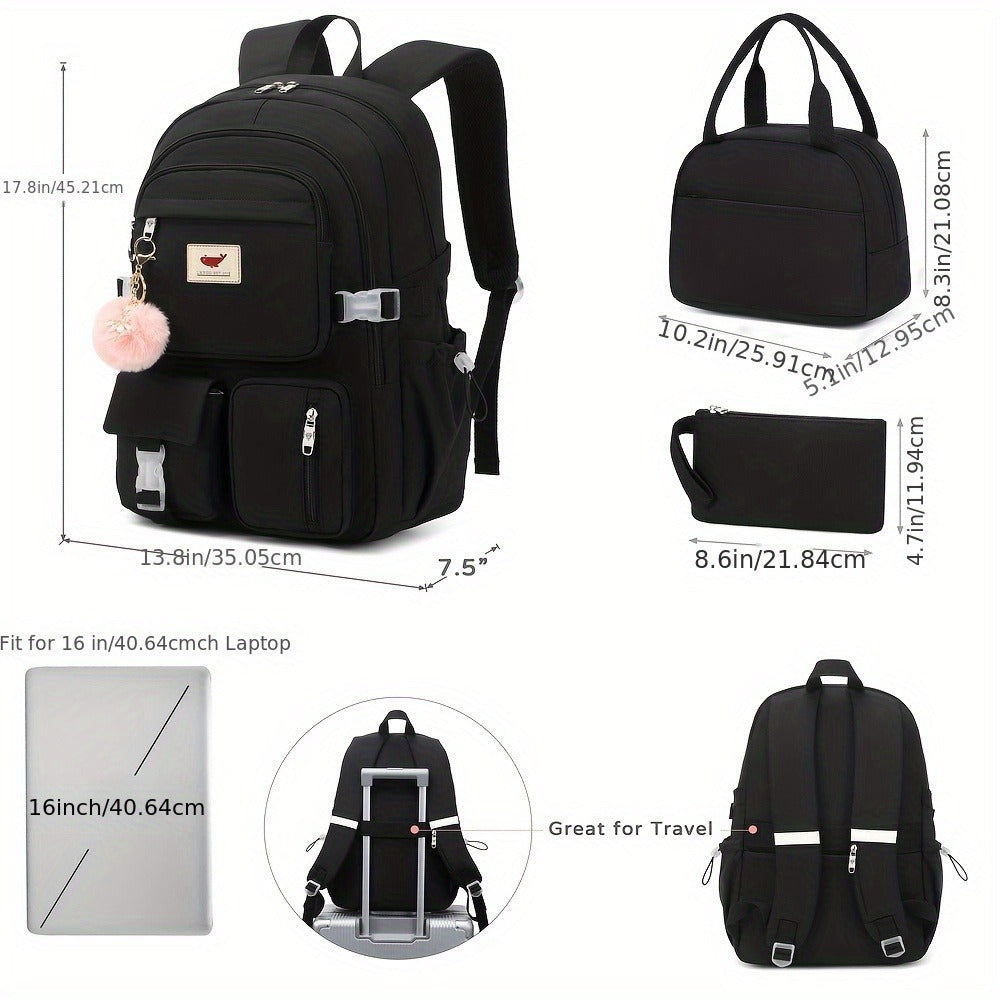 Laptop Backpack – 3-Piece, 15.6 Inch, Large Capacity, for Travel & School – detail view 8