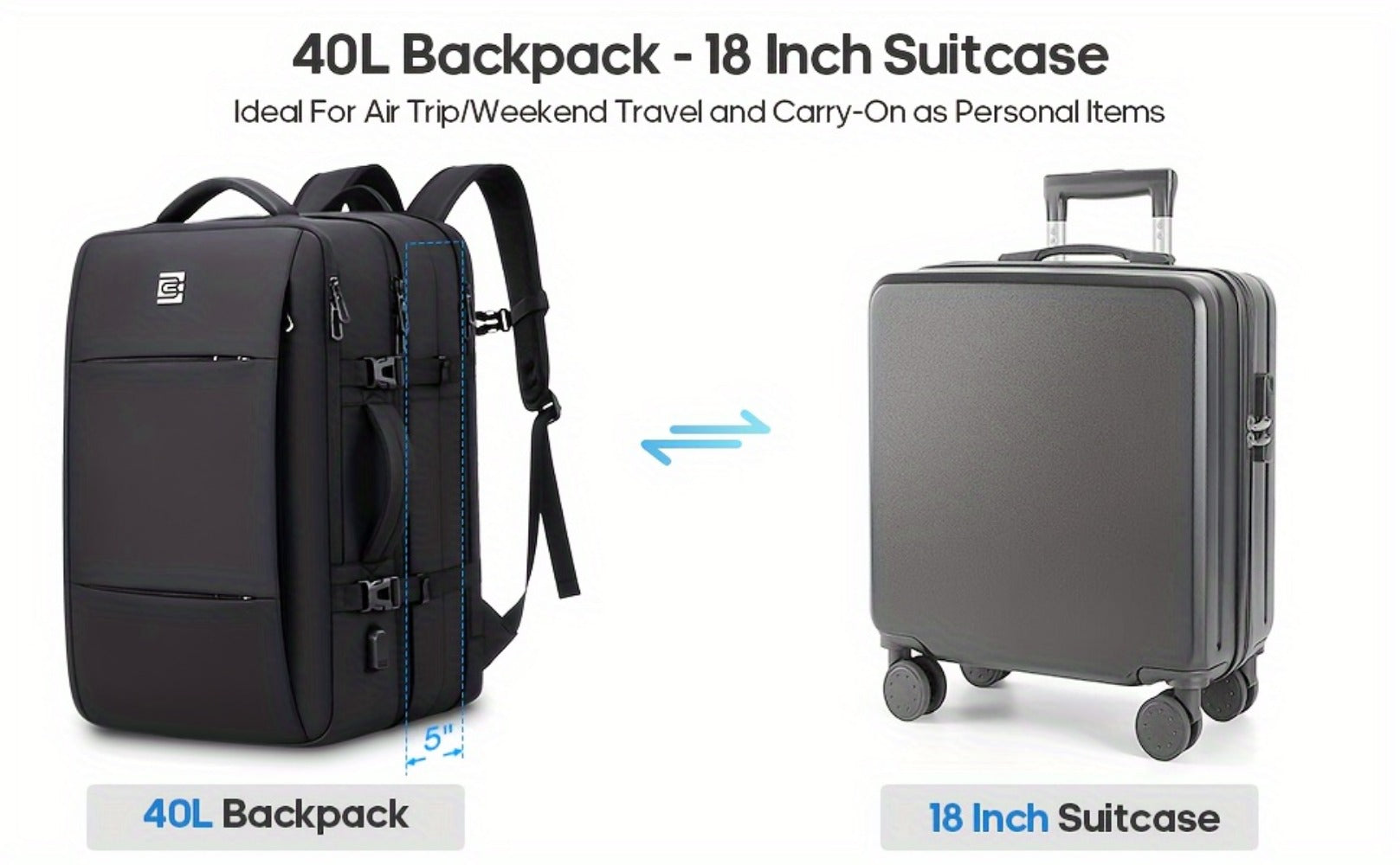 Laptop Backpack – 40L, 17 Inch, Expandable, for Travel – detail view 13