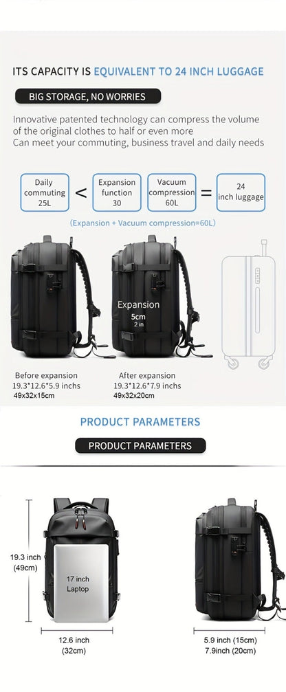 Laptop Backpack – 60L, TSA Lock, Anti-Theft, for Travel – detail view 14