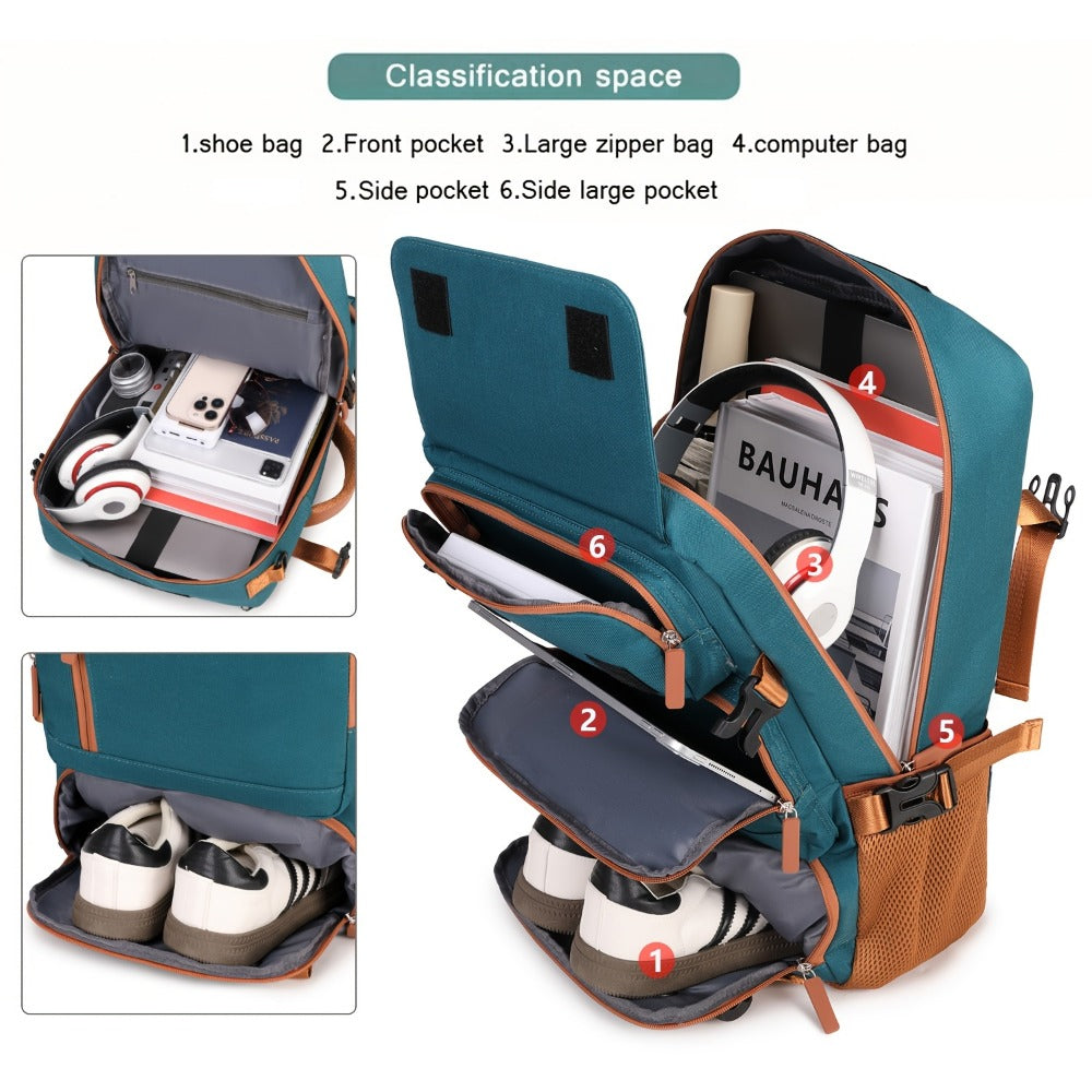 Laptop Backpack – 9-Pocket, 45L, Trolley Sleeve, for Travel – detail view 9
