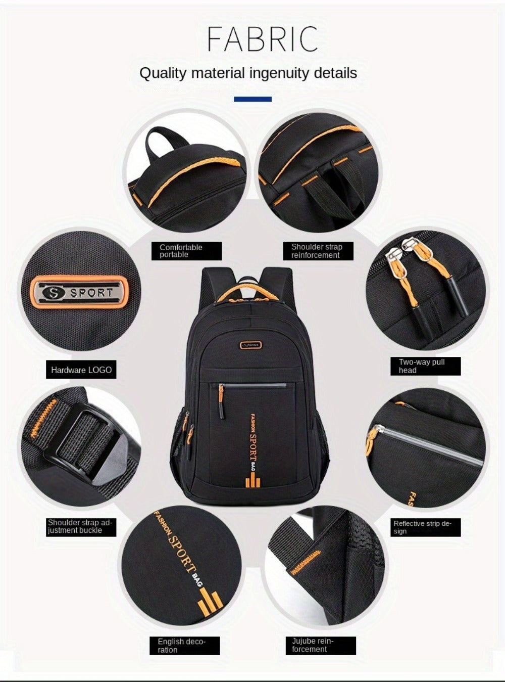 Laptop Backpack – 4 Colors, Large Capacity, Adjustable Strap, for Travel & Work – detail view 22