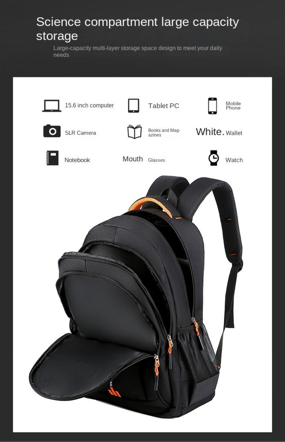 Laptop Backpack – 4 Colors, Large Capacity, Adjustable Strap, for Travel & Work – detail view 23