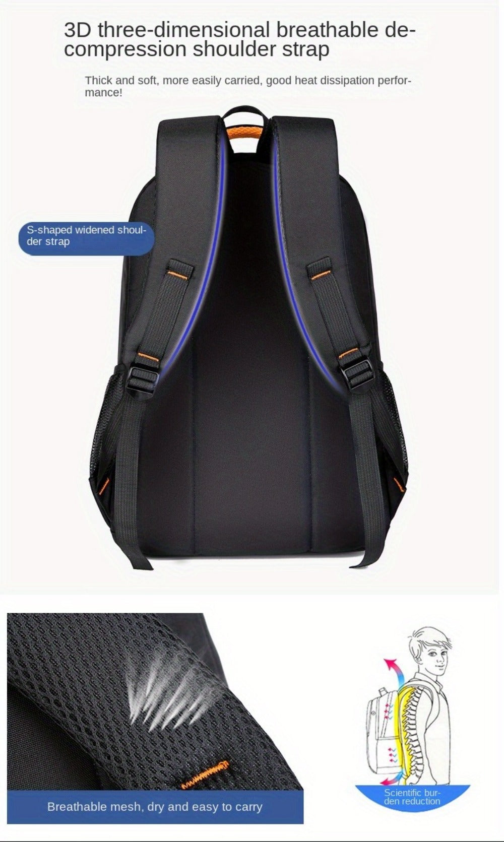 Laptop Backpack – 4 Colors, Large Capacity, Adjustable Strap, for Travel & Work – detail view 24