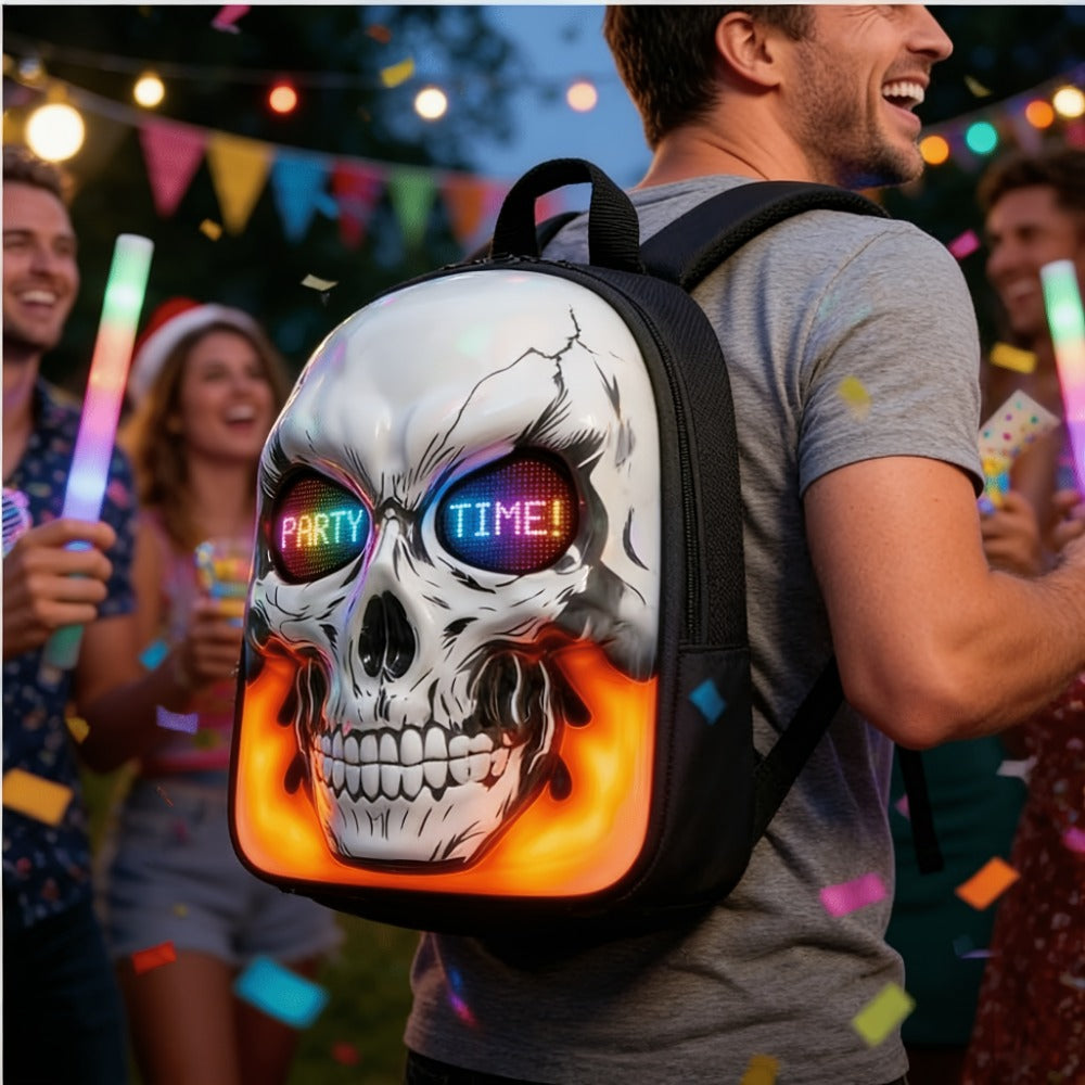 Laptop Backpack – Large Capacity, Led Skull Programmable App Controlled – detail view 14