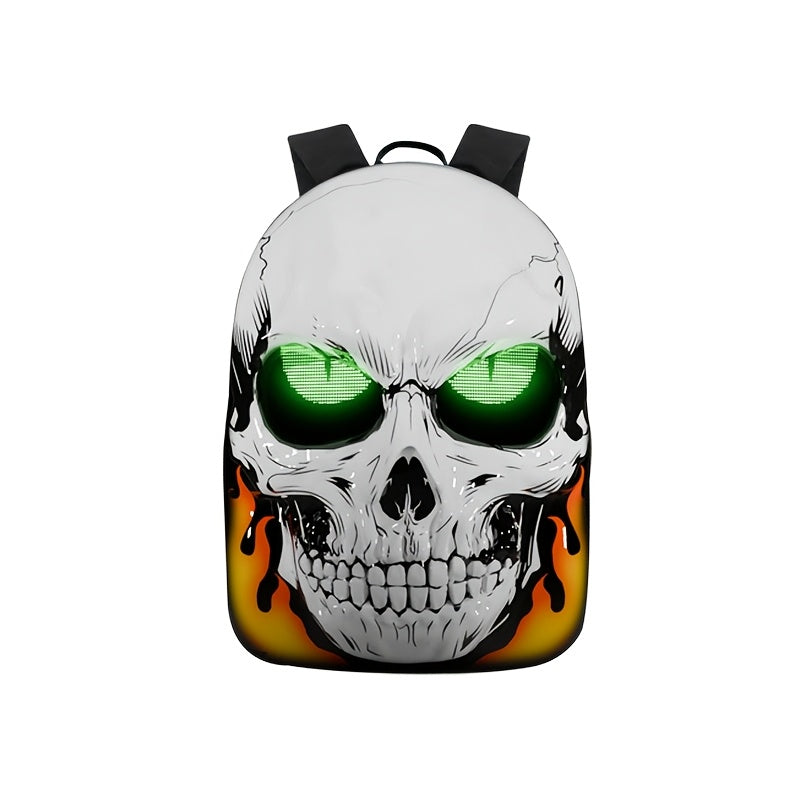 Laptop Backpack – Large Capacity, Led Skull Programmable App Controlled – front view - product view 18