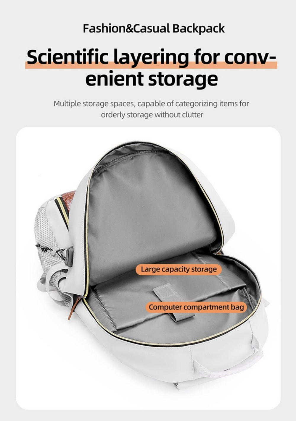 Laptop Backpack – Large Capacity, Waterproof, Multi-Pocket, Adjustable Strap – detail view 13