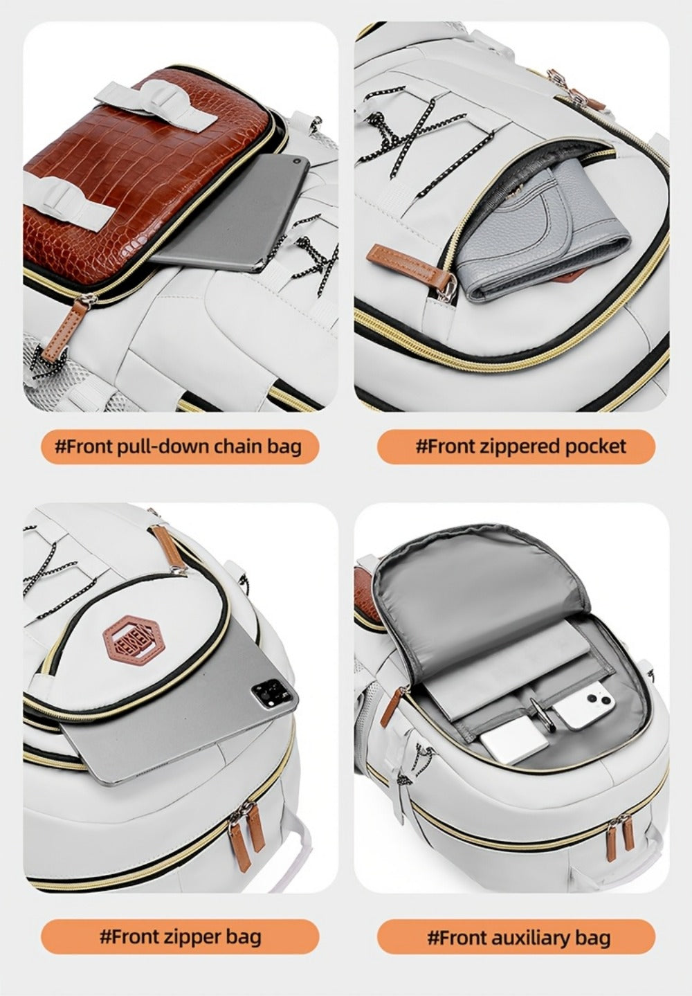 Laptop Backpack – Large Capacity, Waterproof, Multi-Pocket, Adjustable Strap – detail view 14
