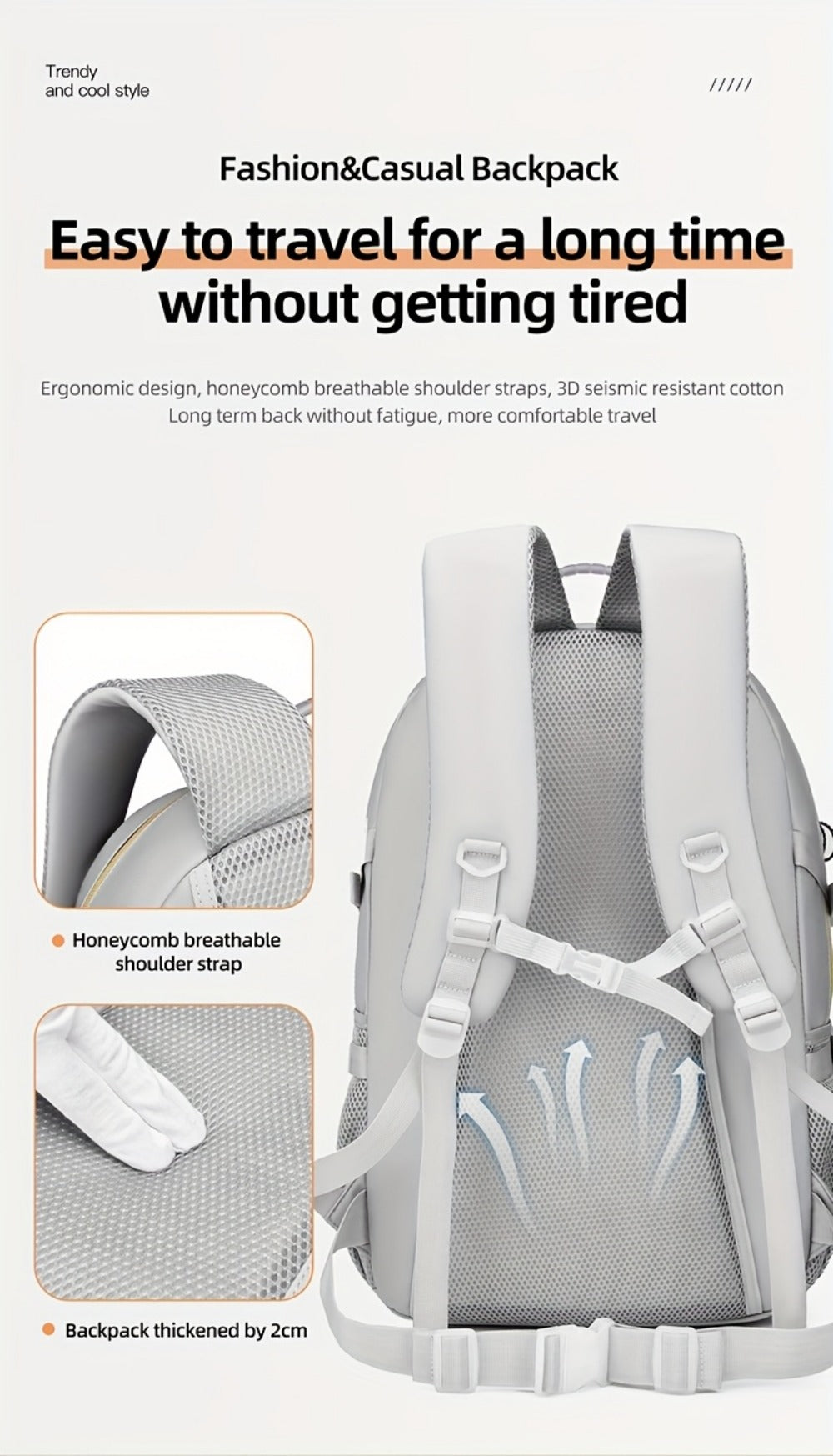 Laptop Backpack – Large Capacity, Waterproof, Multi-Pocket, Adjustable Strap – detail view 20