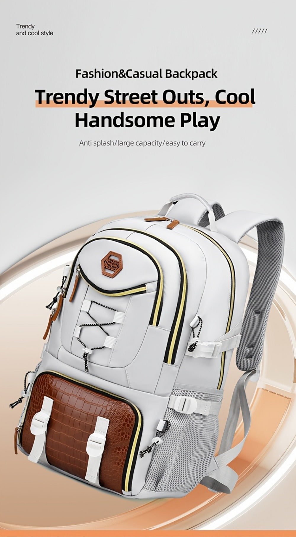 Laptop Backpack – Large Capacity, Waterproof, Multi-Pocket, Adjustable Strap – detail view 8