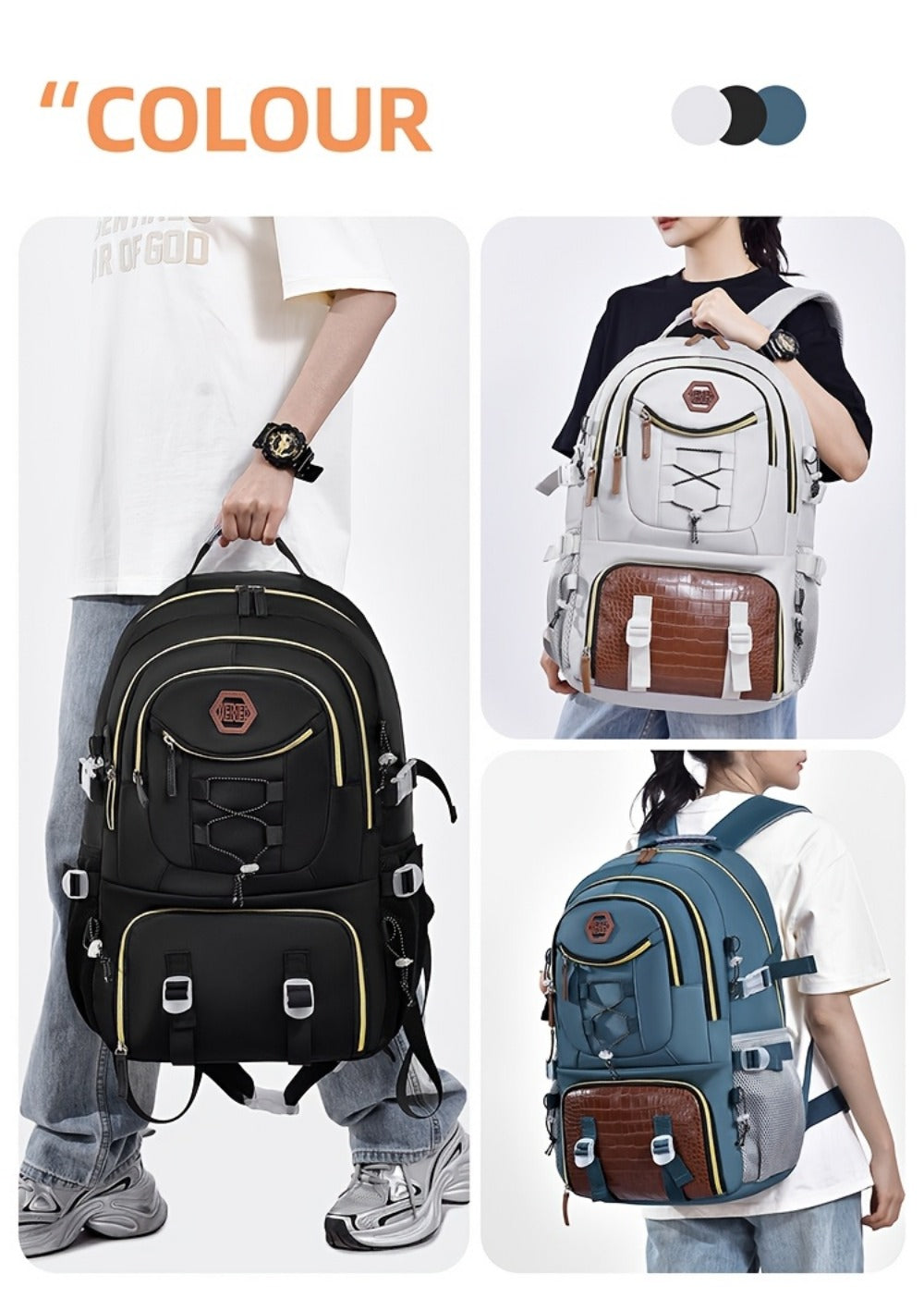 Laptop Backpack – Large Capacity, Waterproof, Multi-Pocket, Adjustable Strap – detail view 10