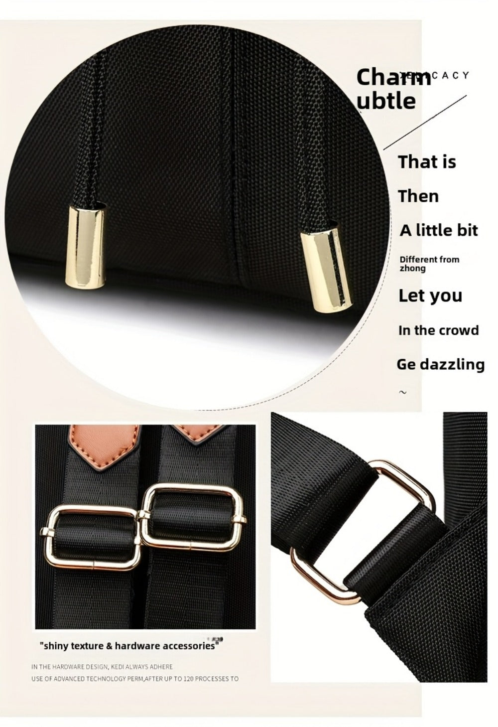 Laptop Backpack – Nylon, Lightweight, Adjustable Strap, for Travel & Work – detail view 14