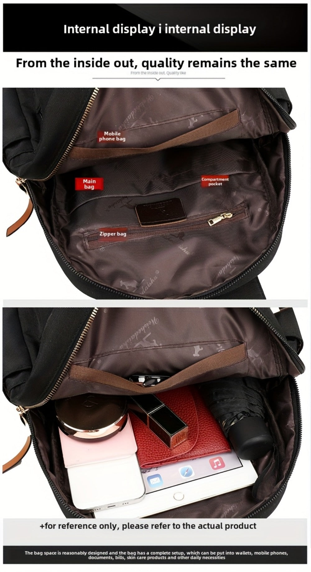 Laptop Backpack – Nylon, Lightweight, Adjustable Strap, for Travel & Work – detail view 18