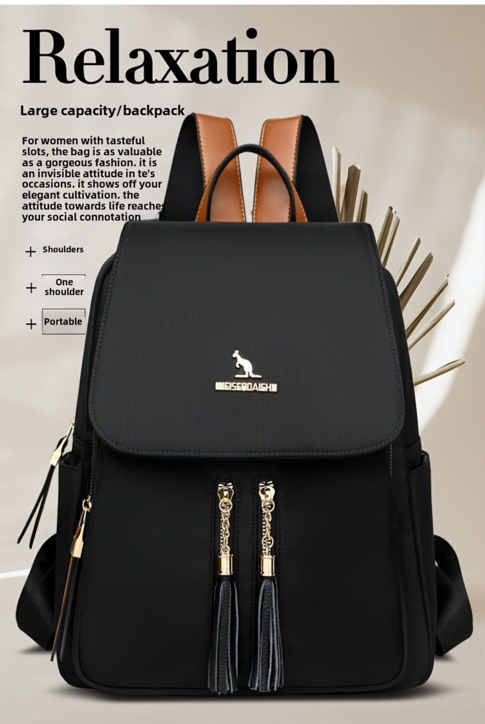 Laptop Backpack – Nylon, Lightweight, Adjustable Strap, for Travel & Work – detail view 23