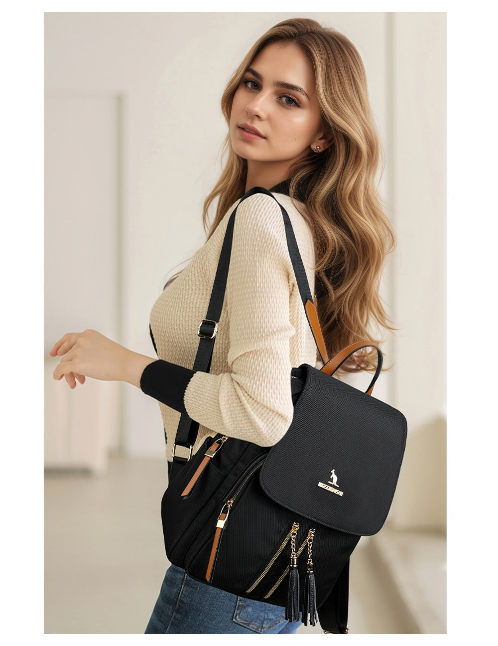 Laptop Backpack – Nylon, Lightweight, Adjustable Strap, for Travel & Work – detail view 29