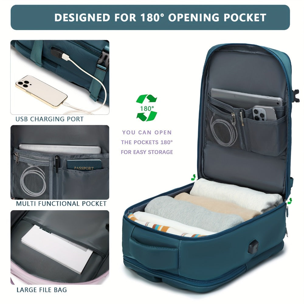 Laptop Backpack – 8 Colors, Nylon, USB Charging, for Travel & Work – detail view 21