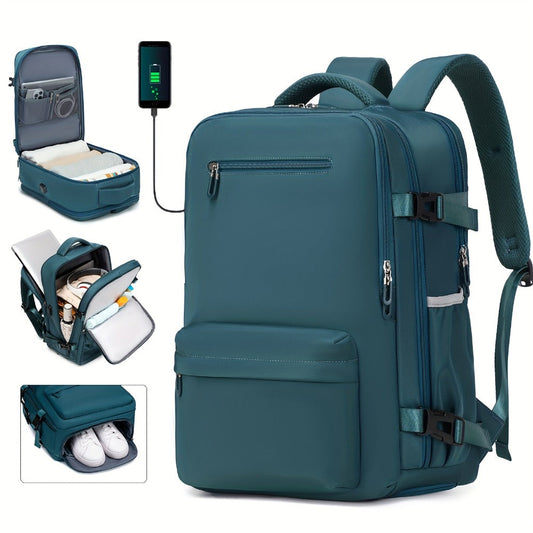 Laptop Backpack – 8 Colors, Nylon, USB Charging, for Travel & Work – front view