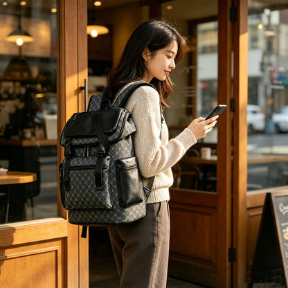 Laptop Backpack – PU Leather, for Travel & School – detail view 4