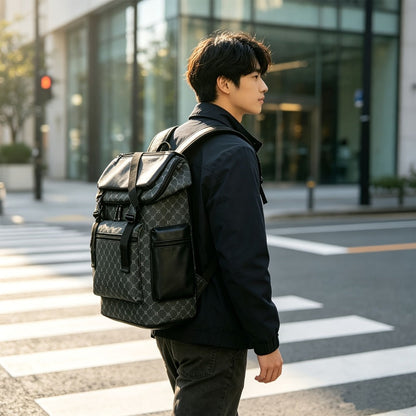 Laptop Backpack – PU Leather, for Travel & School – detail view 7