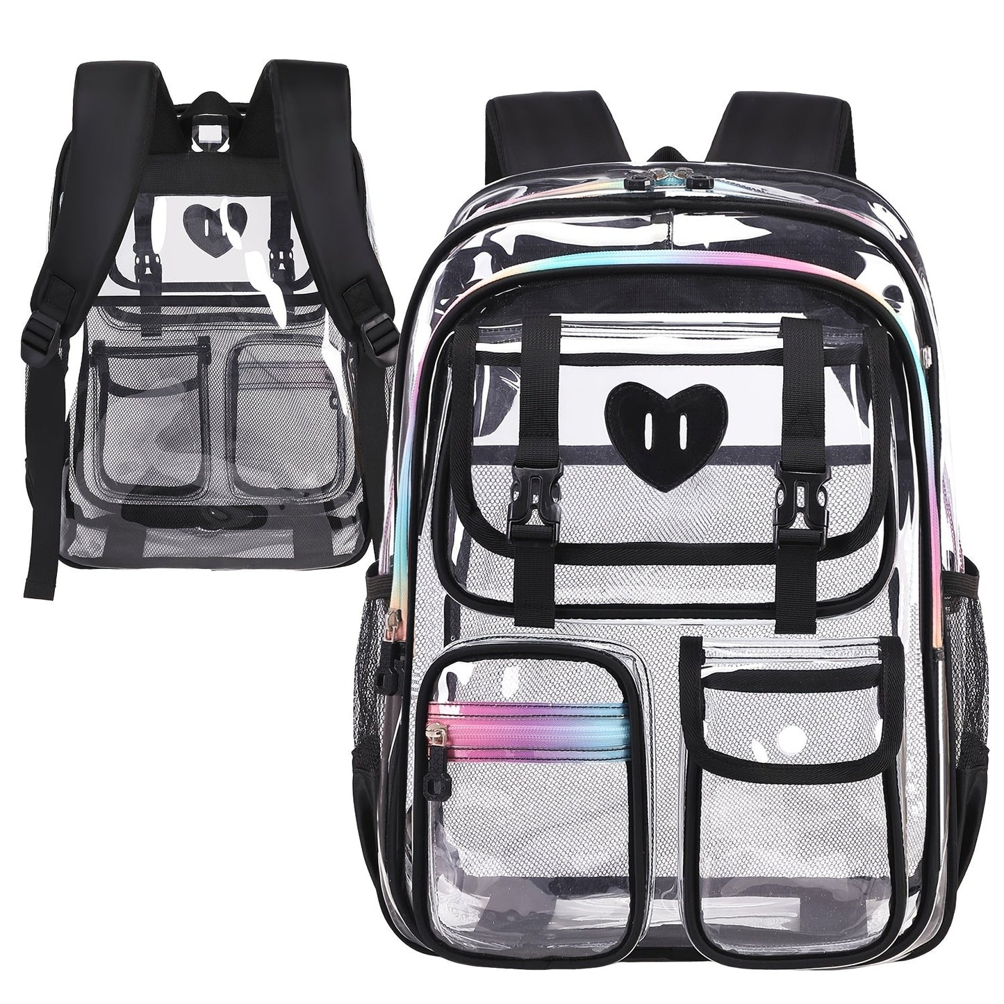 Laptop Backpack – PVC, Clear, Transparent, Multi-Pocket – detail view 14