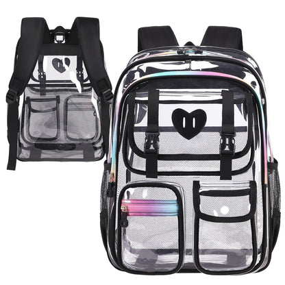 Laptop Backpack – PVC, Clear, Transparent, Multi-Pocket – detail view 14