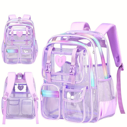 Laptop Backpack – PVC, Clear, Transparent, Multi-Pocket – detail view 10